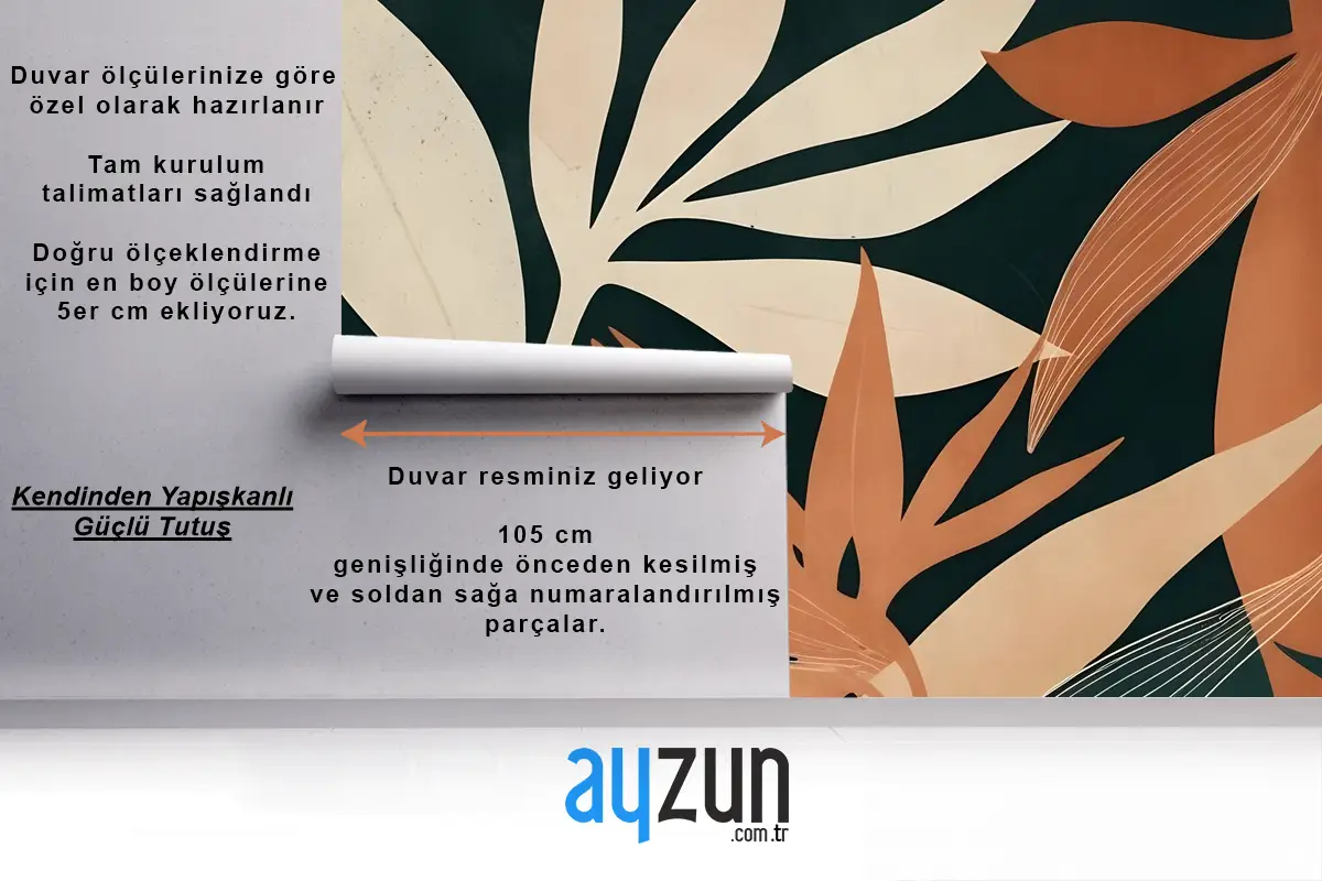 Tropikal Yeşillik Yaprakları Sanat Duvar Kağıdı 