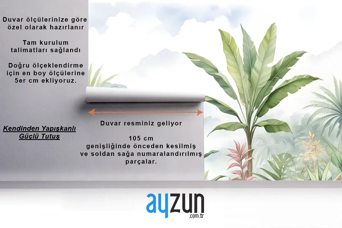 Tropikal Orman Manzarası Ve Muz Ağaçları Duvar Kağıdı