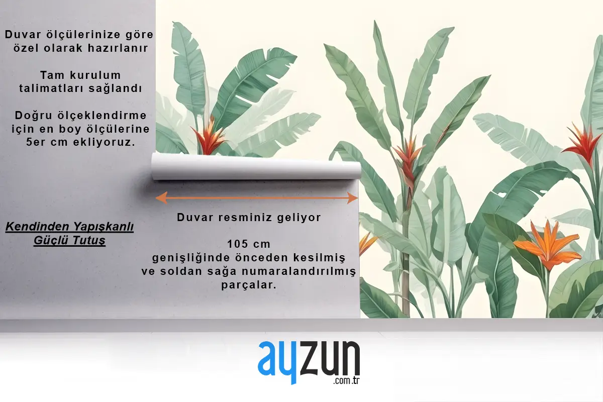 Yemyeşil Yeşillik Oturma Odası Salon Duvar Kağıdı Tropikal Orman Sahnesi