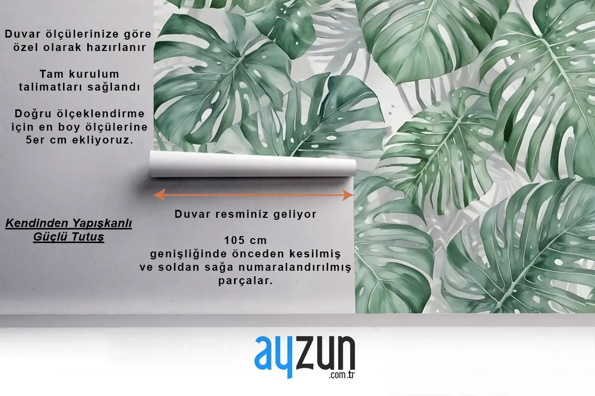 Tropikal Yaprak Desenli Duvar Kağıdı 
