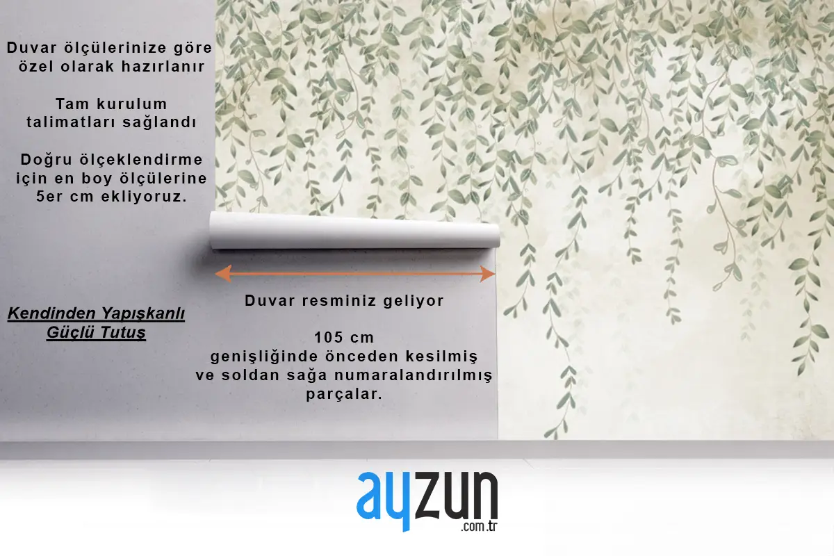 Sisli Ormanda Tropikal Yaprak Tasarımı Yatak Odası Duvar Kağıdı