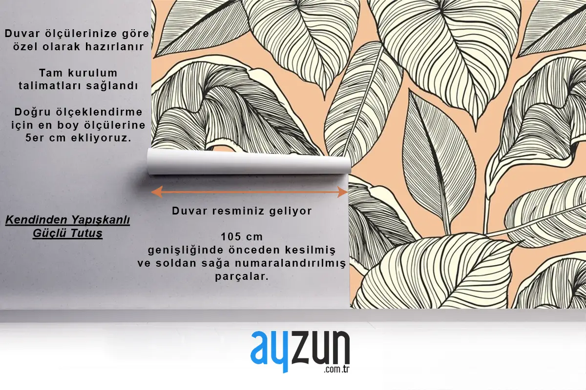 Pastel Renkli Doğrusal Arka Plan Duvar Kağıdı Ile Tropikal Yapraklar