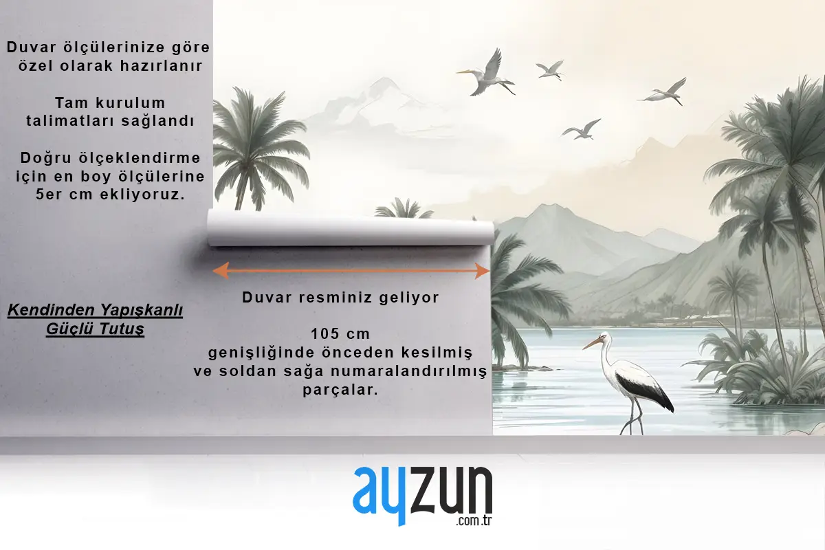 Kuşlarla Tropikal Doğa Manzarası Duvar Kağıdı