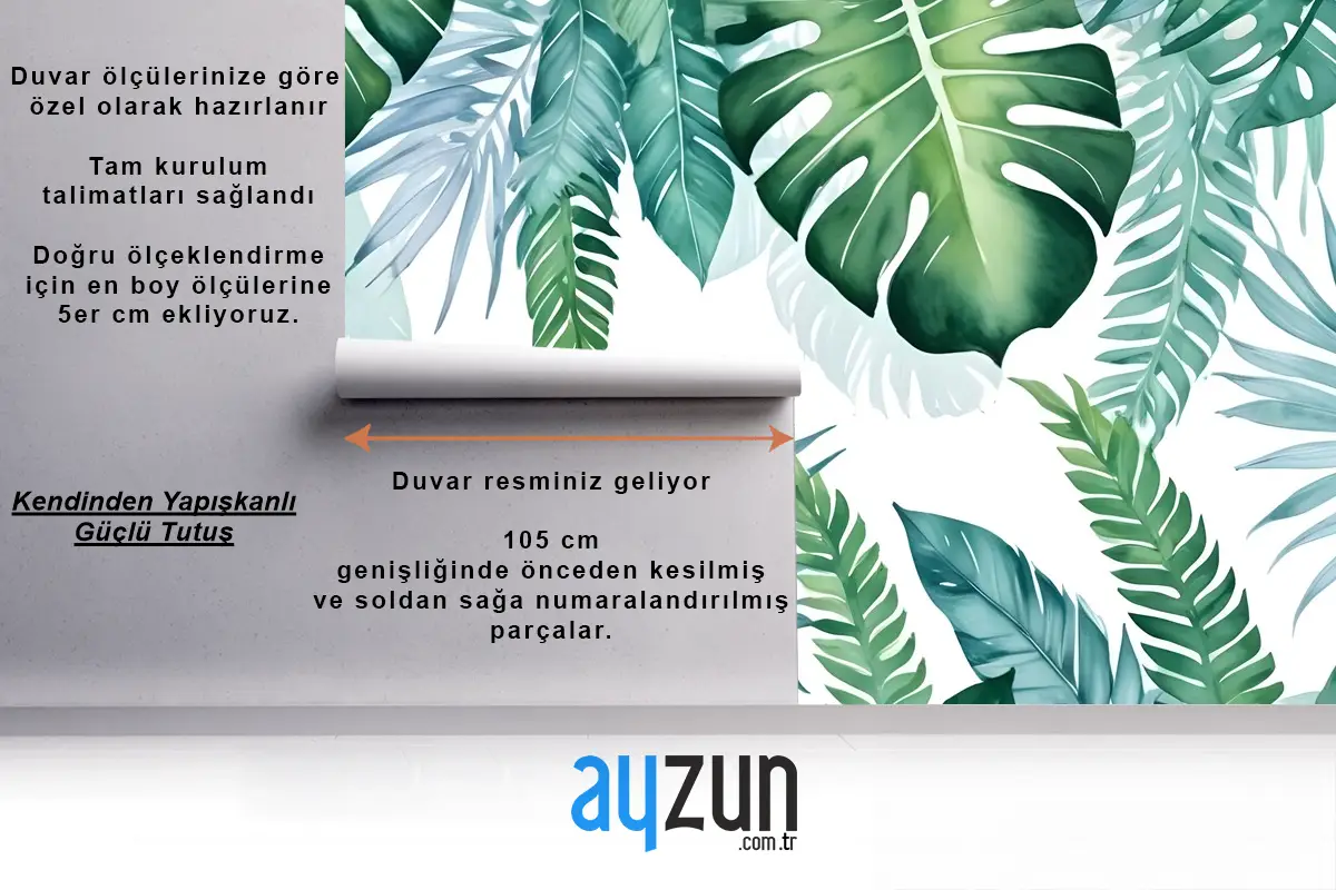 Tropikal Palmiye Yaprağı Duvar Kağıdı 