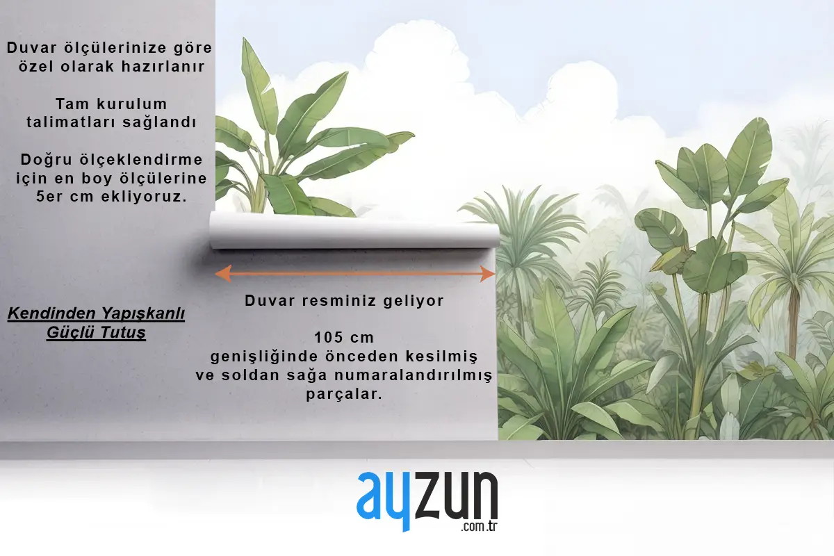 Tropikal Yağmur Ormanı Çizim Sanatı Duvar Kağıdı 