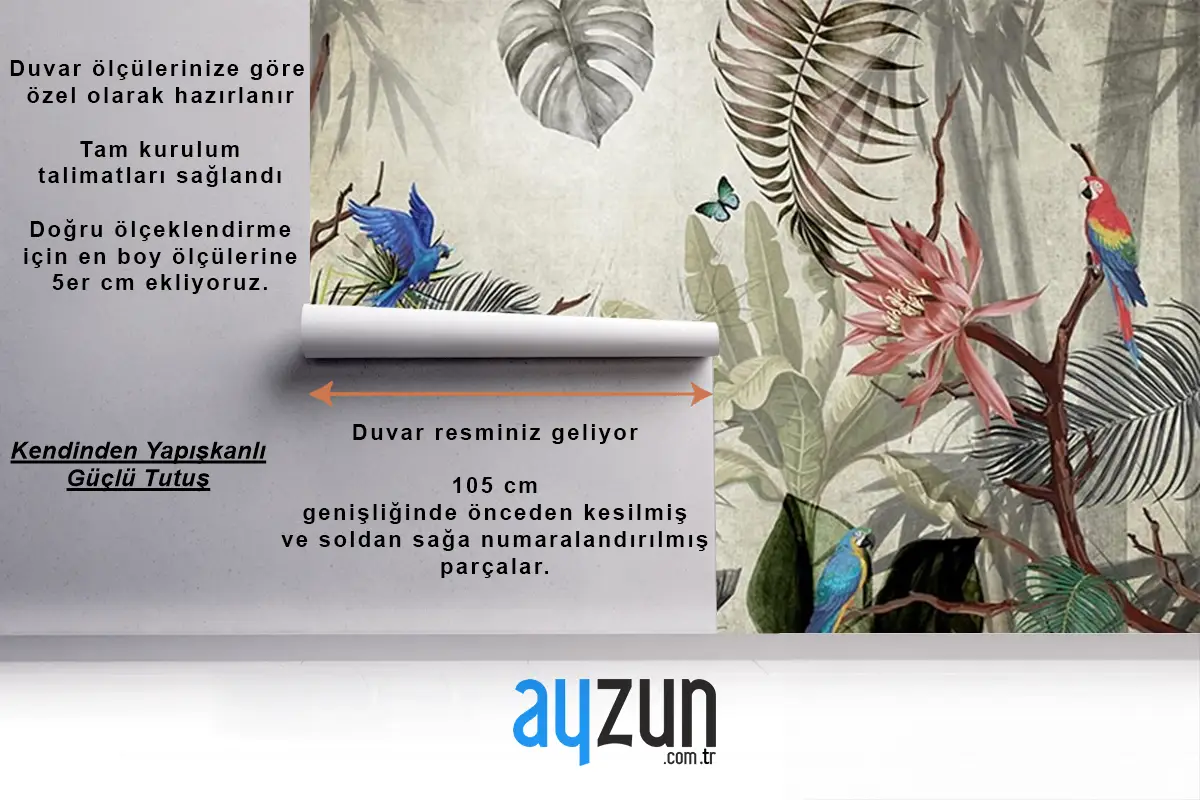 Tropikal Yeşil Yapraklar Ve Çiçekler Duvar Kağıtları