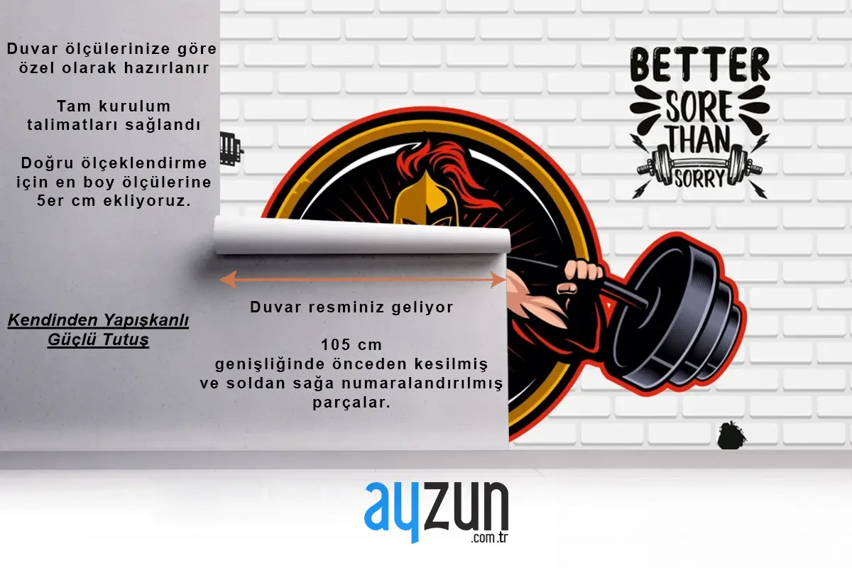 Tuğla Arka Plan Viking Temalı Spor Salonu Duvar Kağıdı