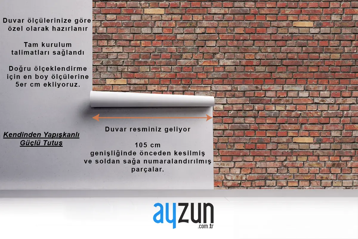 Tuğla Dokusu Taş Desenli Duvar Kağıdı