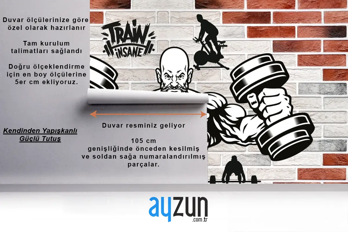 Tuğla Duvar Dambıl Fitness Duvar Kağıdı
