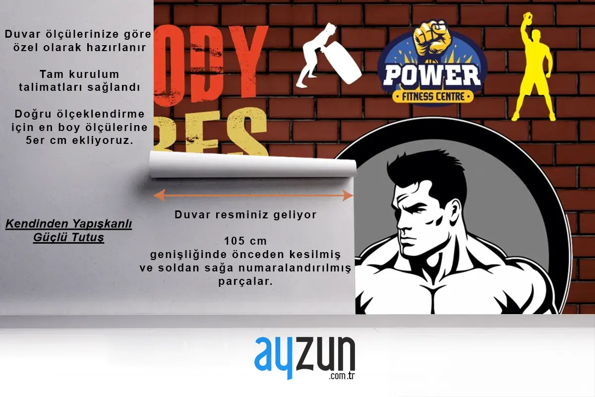 Tuğla Duvar Motivasyon Yazılı Spor Salonu Duvar Kağıdı