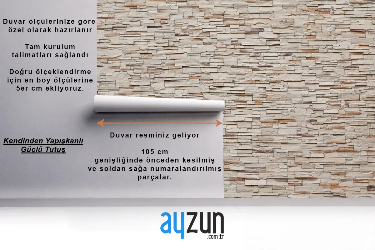 Tuğla Duvar Taş Desenli Duvar Kağıdı