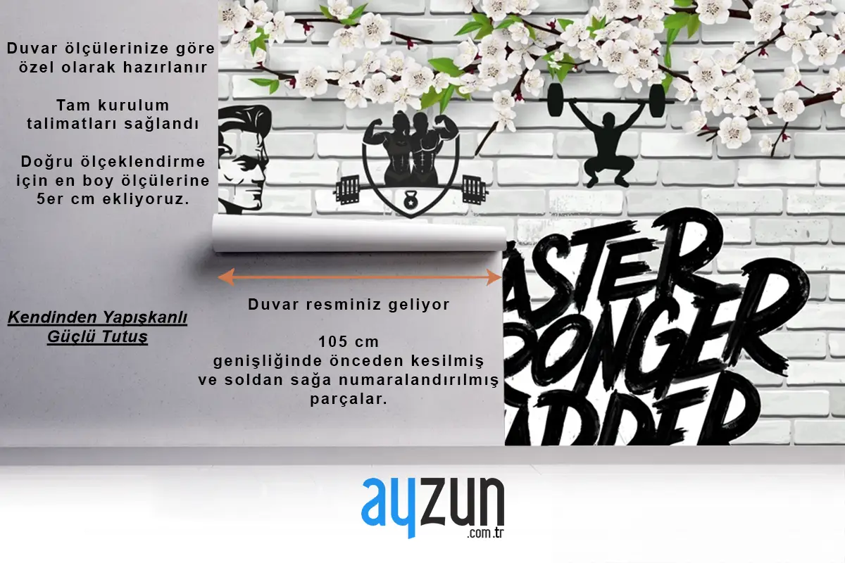 Tuğla Duvar Ve Çiçekler Fitness Gym Duvar Kağıdı