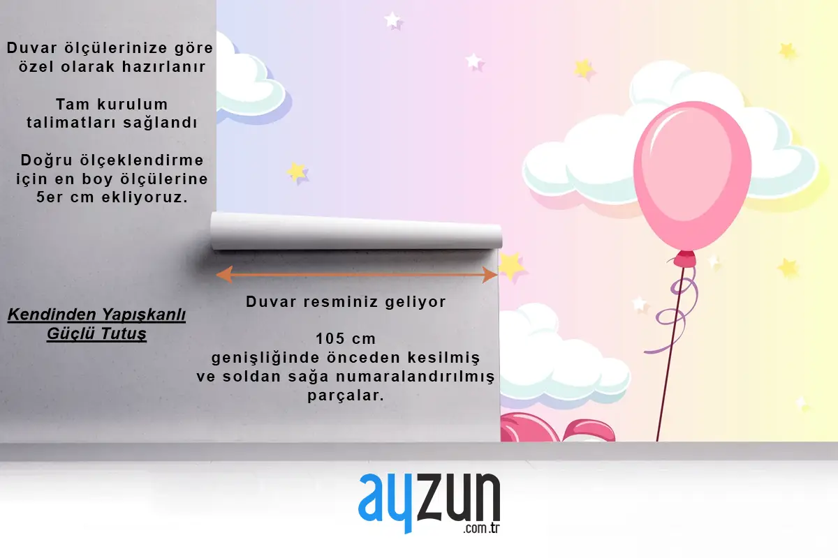 Tek Boynuzlu At Renkli Pastel Gökyüzü Arka Planında Bulutun Üzerinde Yatıyordu Çocuk Odası Duvar Kağıdı
