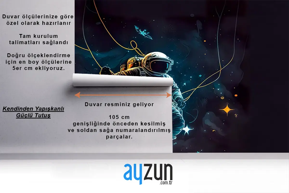 Uzay Astronot Çocuk Odası Duvar Kağıdı