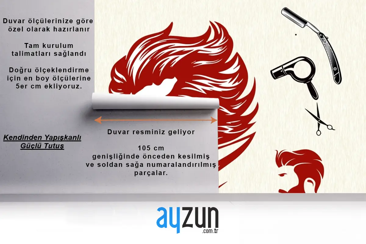 Uzun Saç Gözlüklü Erkek Kırmızı Temalı Kuaför Duvar Kağıdı