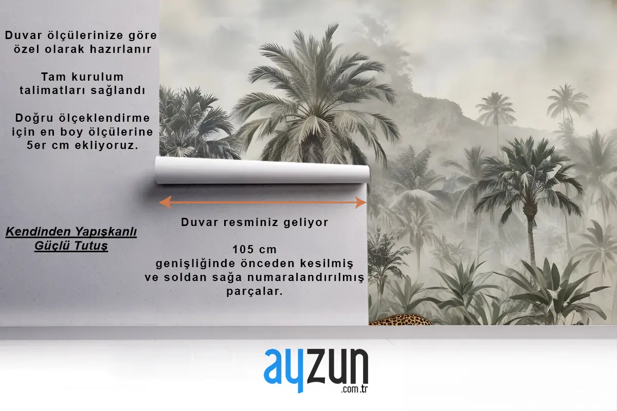 Vahşi Leopar Duvar Kağıdı  Ile Vintage Egzotik Manzara