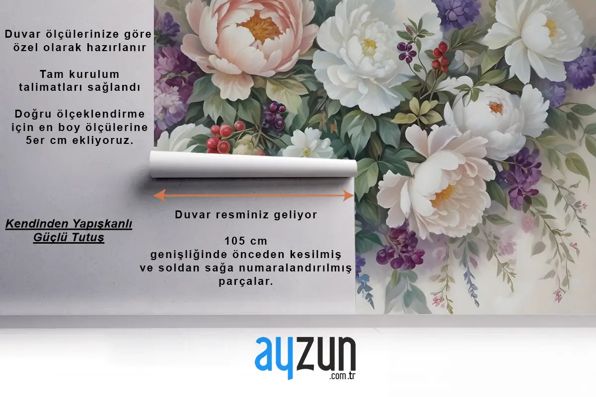 Viktorya Dönemi Asma Çiçek Buketi Duvar Kağıdı 