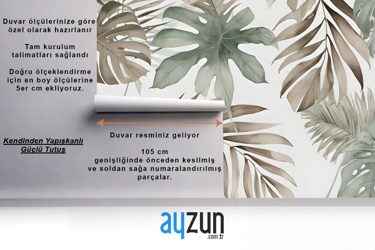 Vintage Muz Ve Palmiye Yaprakları Duvar Kağıdı