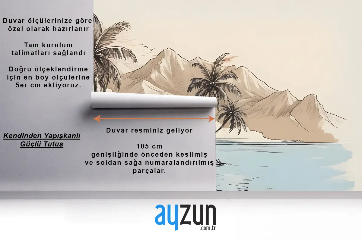 Vintage Kömür Tropikal Palmiye Ağacı Ve Yaz Plaj Duvar Kağıdı