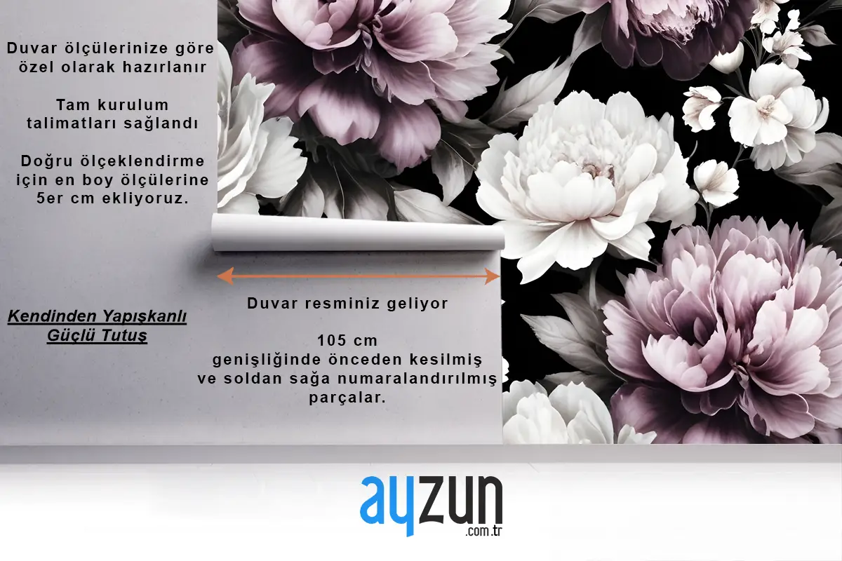 Vintage Koyu Büyük Şakayık Çiçeği Yatak Odası Duvar Kağıdı 