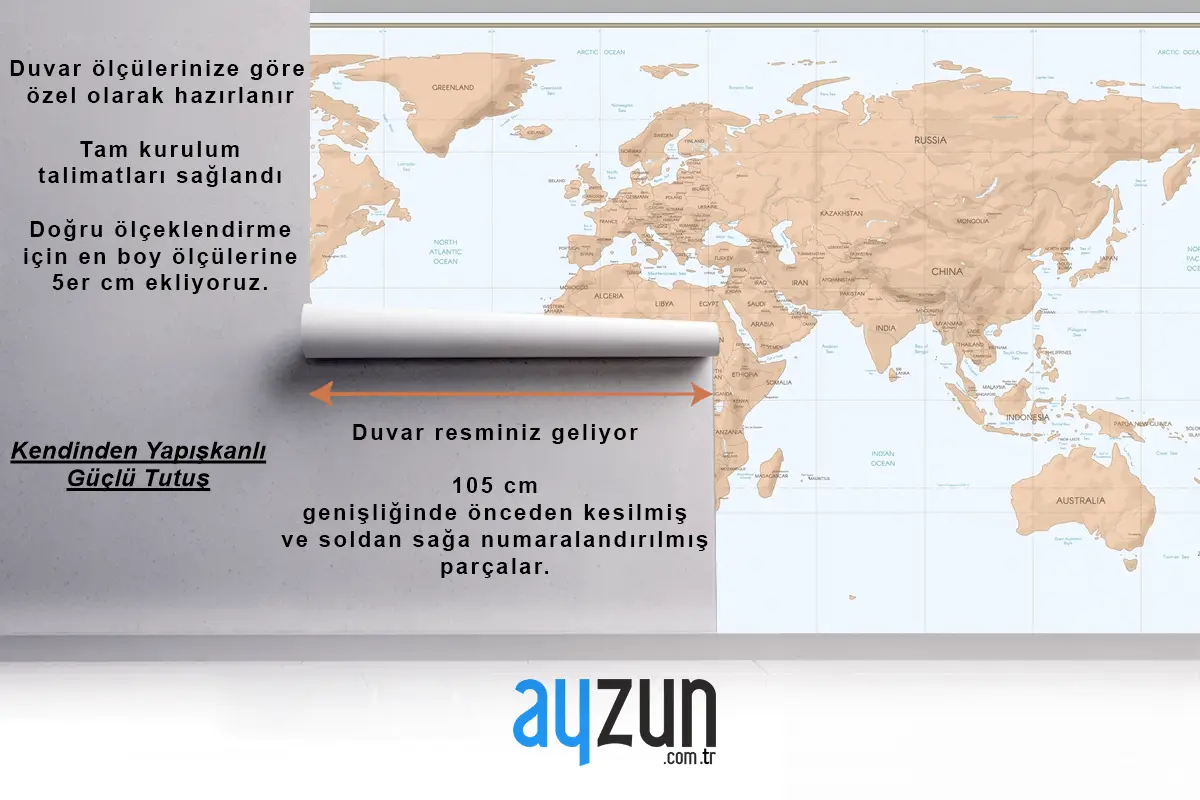 Vintage Dünya Haritası Duvar Kağıdı