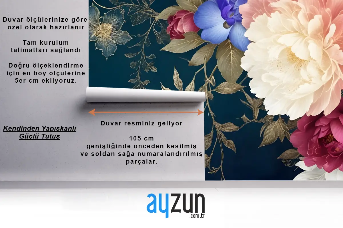 Vintage Çiçekli Sanat Duvar Kağıdı 