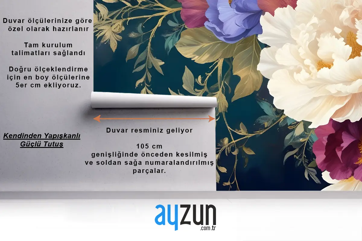 Vintage Çiçekli Sanat Yatak Odası Duvar Kağıdı