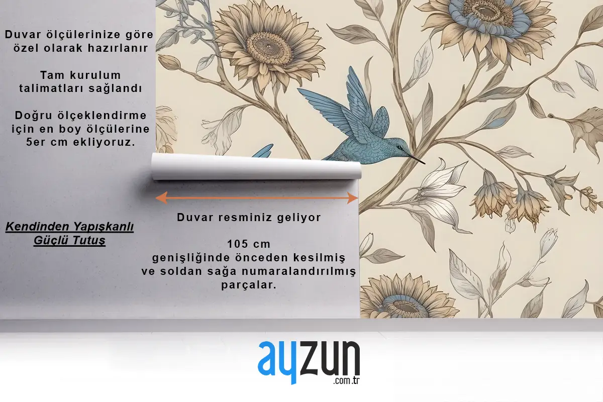 Sinek Kuşu Duvar Kağıdı  Ile Vintage Çiçek