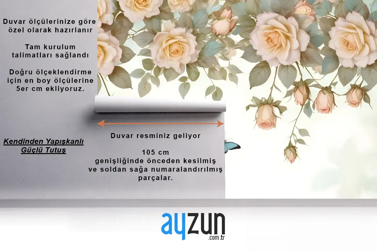 Vintage Turuncu Güller Duvar Kağıdı