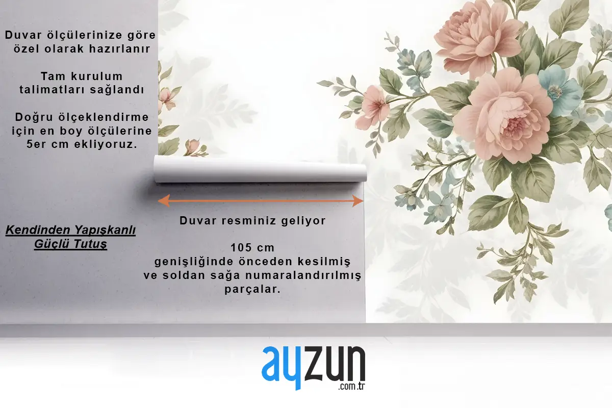 Vintage Pembe Çiçekler Duvar Kağıdı