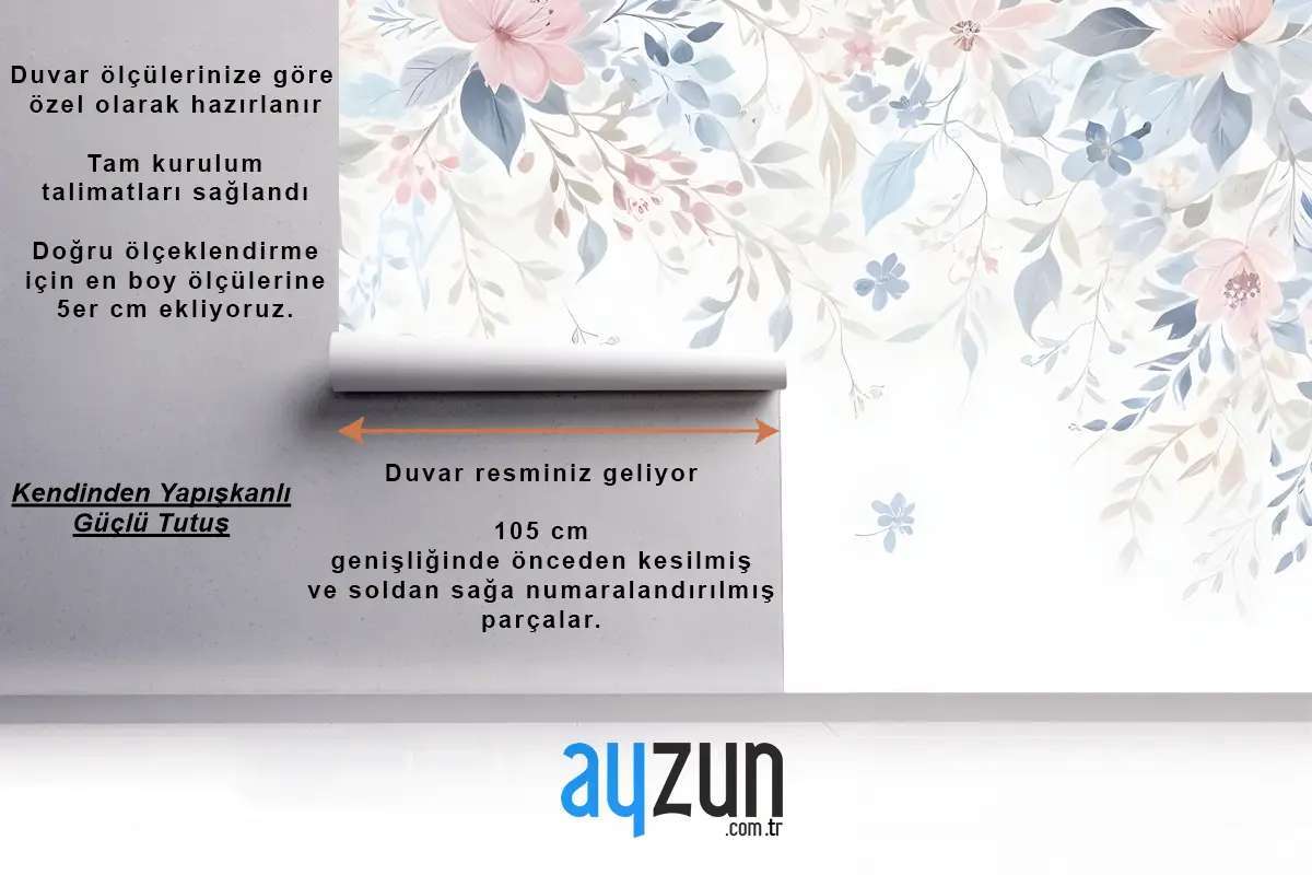 Vintage Retro Çiçekli Sanat Duvar Kağıdı 