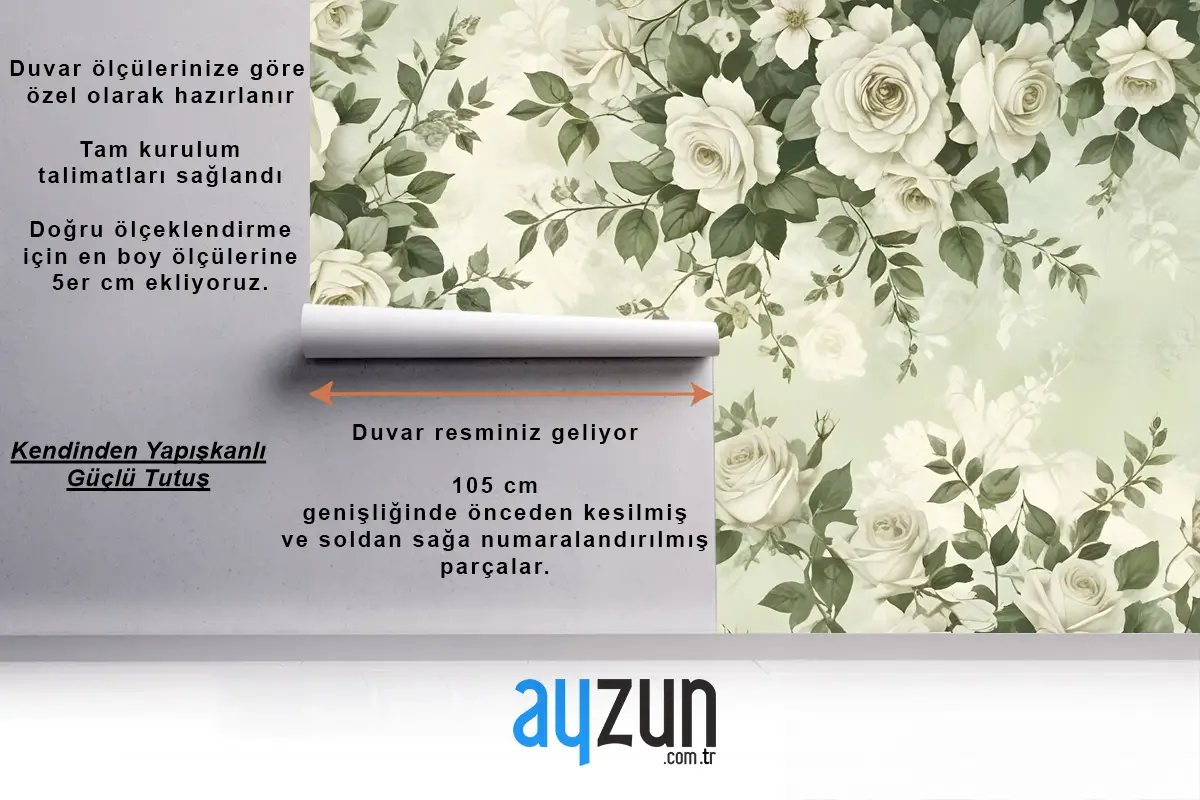 Vintage Gül Çiçek Duvar Kağıdı 