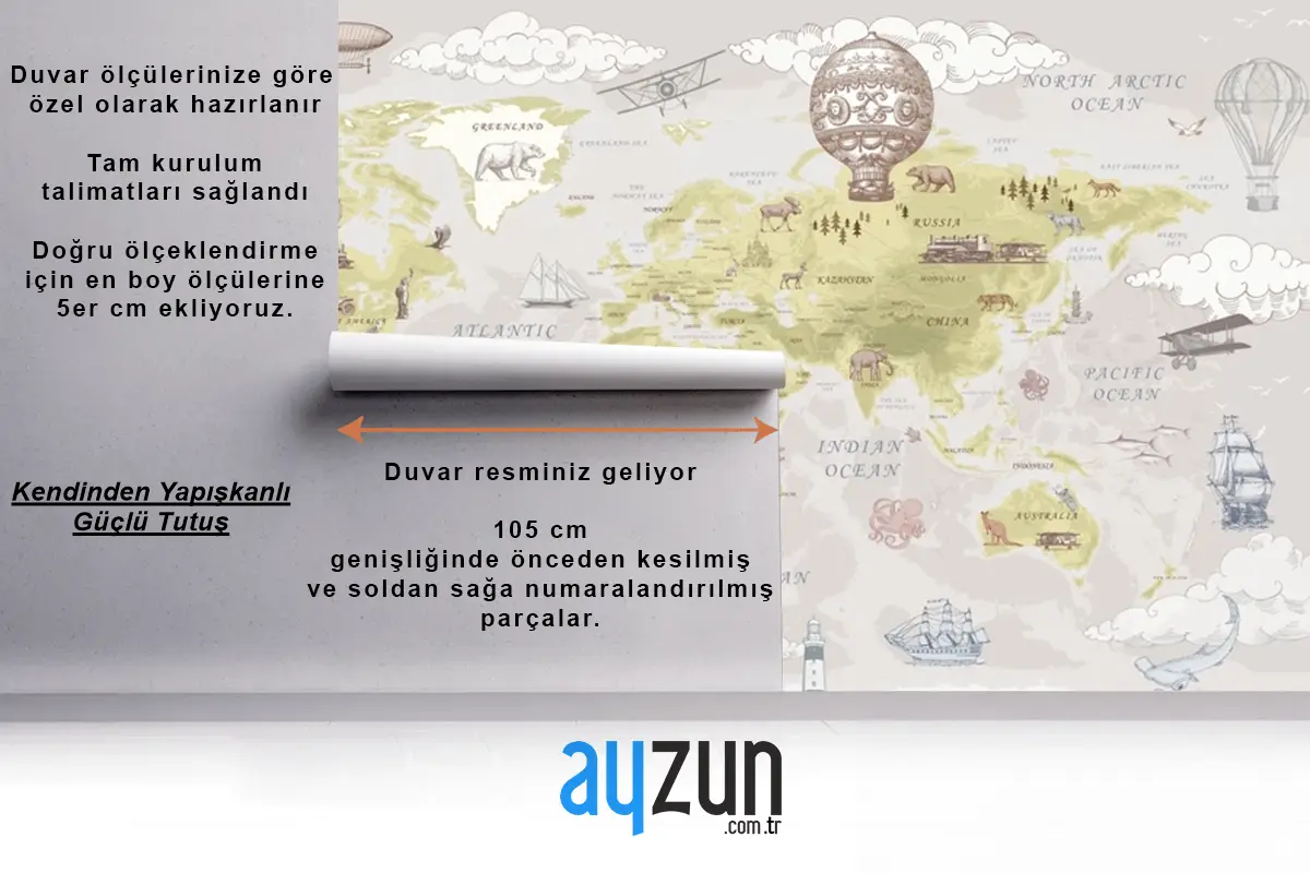 Vintage Sıcak Hava Balonları Ve Uçaklar Çocuk Odası Duvar Kağıdı