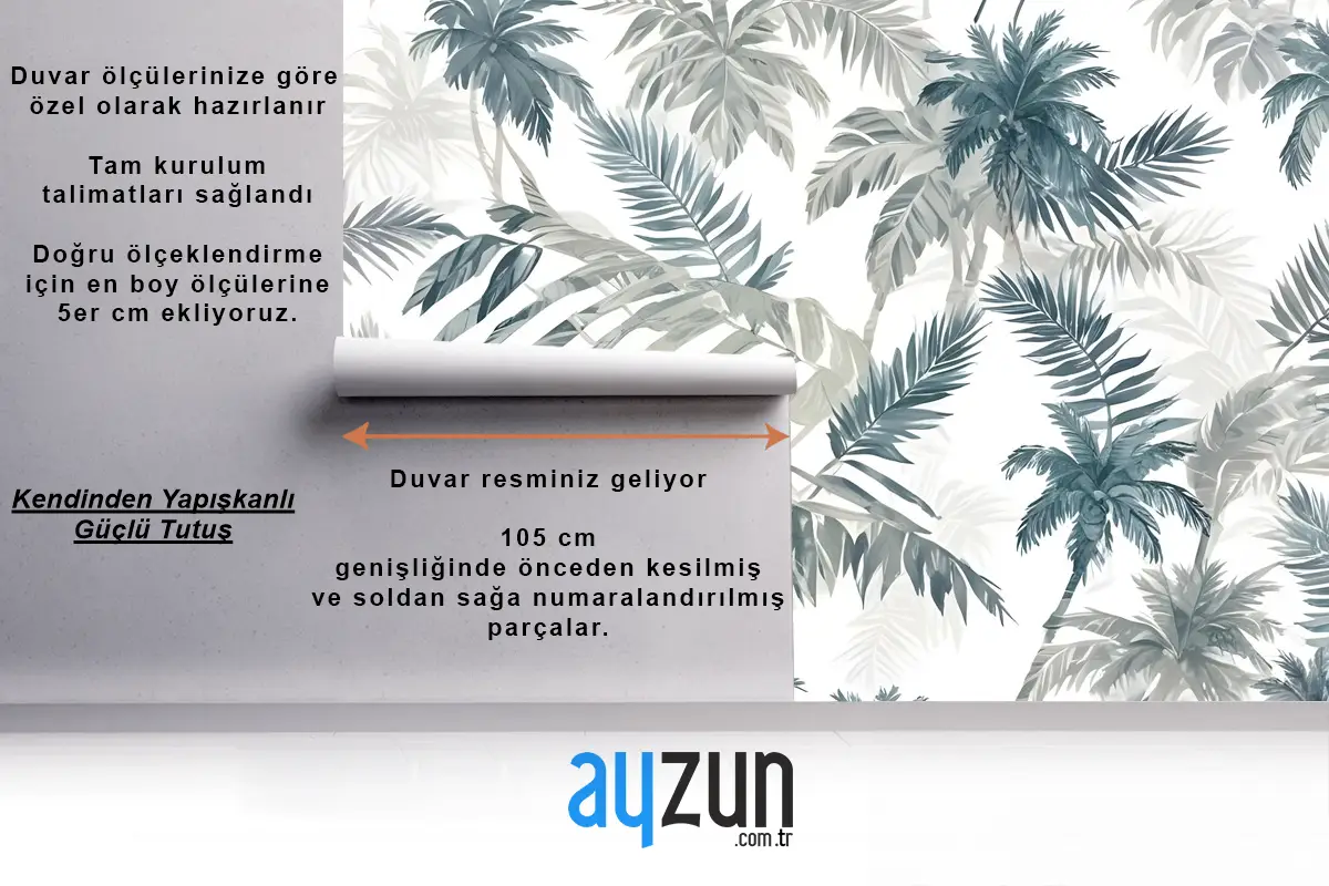 Vintage Tropikal Yaprak Desenli Duvar Kağıdı 