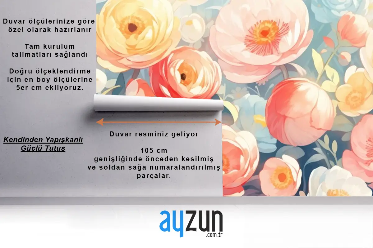 Tamamlayıcı Renklerle Vintage Suluboya Düğünçiçeği Tasarımı Duvar Kağıdı