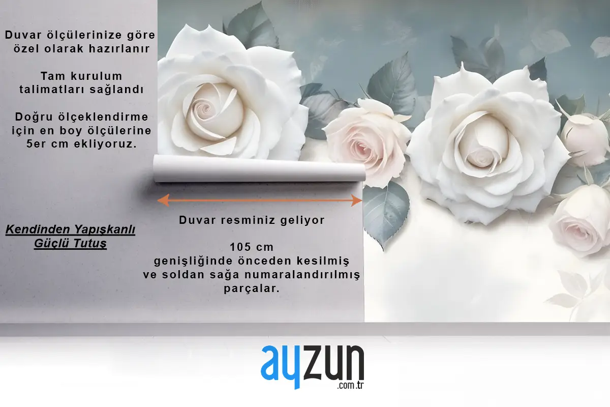 Vintage Beyaz Gül Çiçek Duvar Kağıdı 