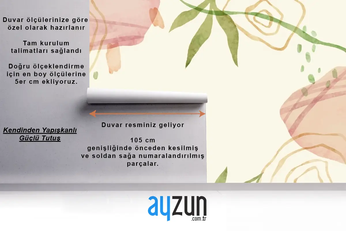 Suluboya Soyut Doodle Çamaşır Odası Duvar Kağıdı 