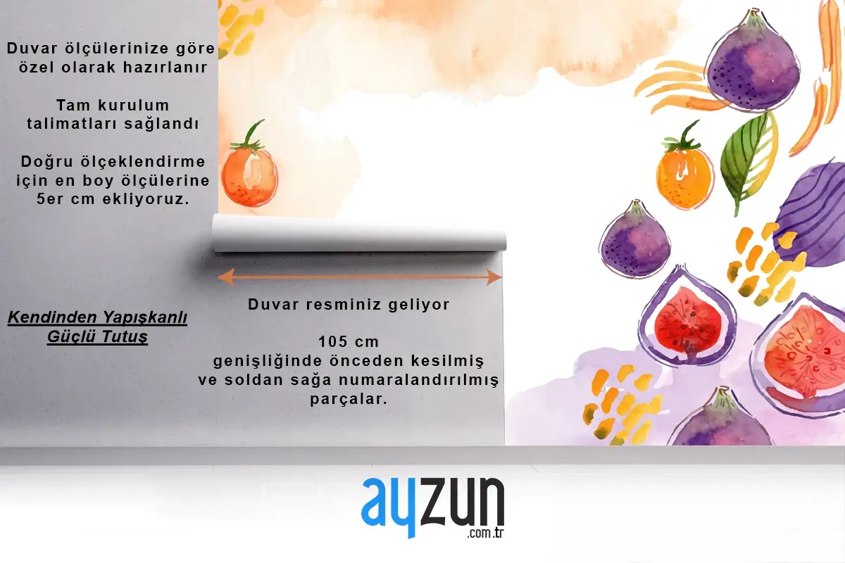 Suluboya Soyut Doodle Mutfak Duvar Kağıdı