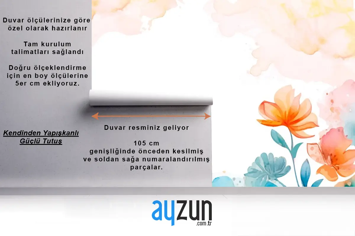 Suluboya Soyut Çiçek Arka Plan Duvar Kağıdı 