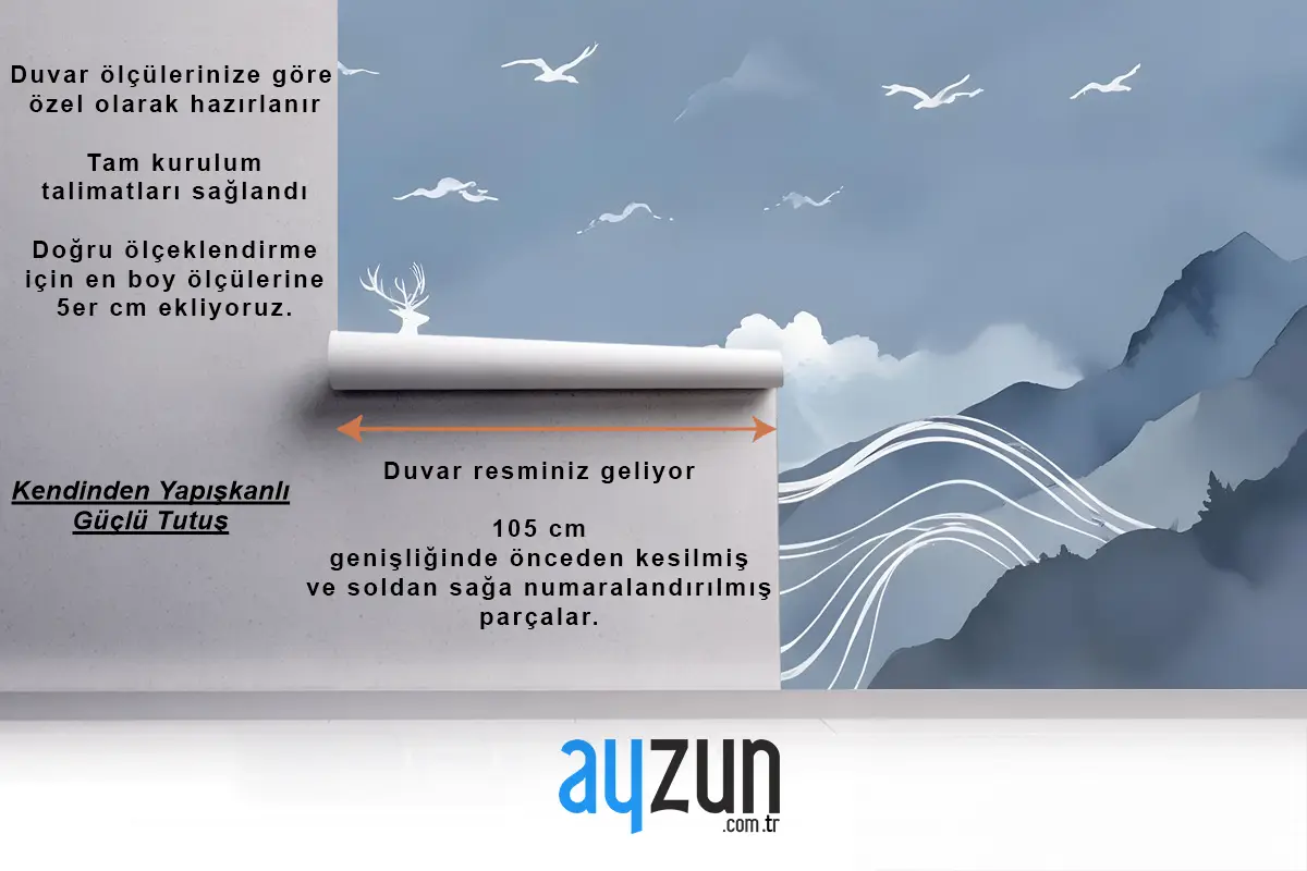 Suluboya Soyut Çizgiler Ve Boynuzlu Geyik Duvar Kağıdı