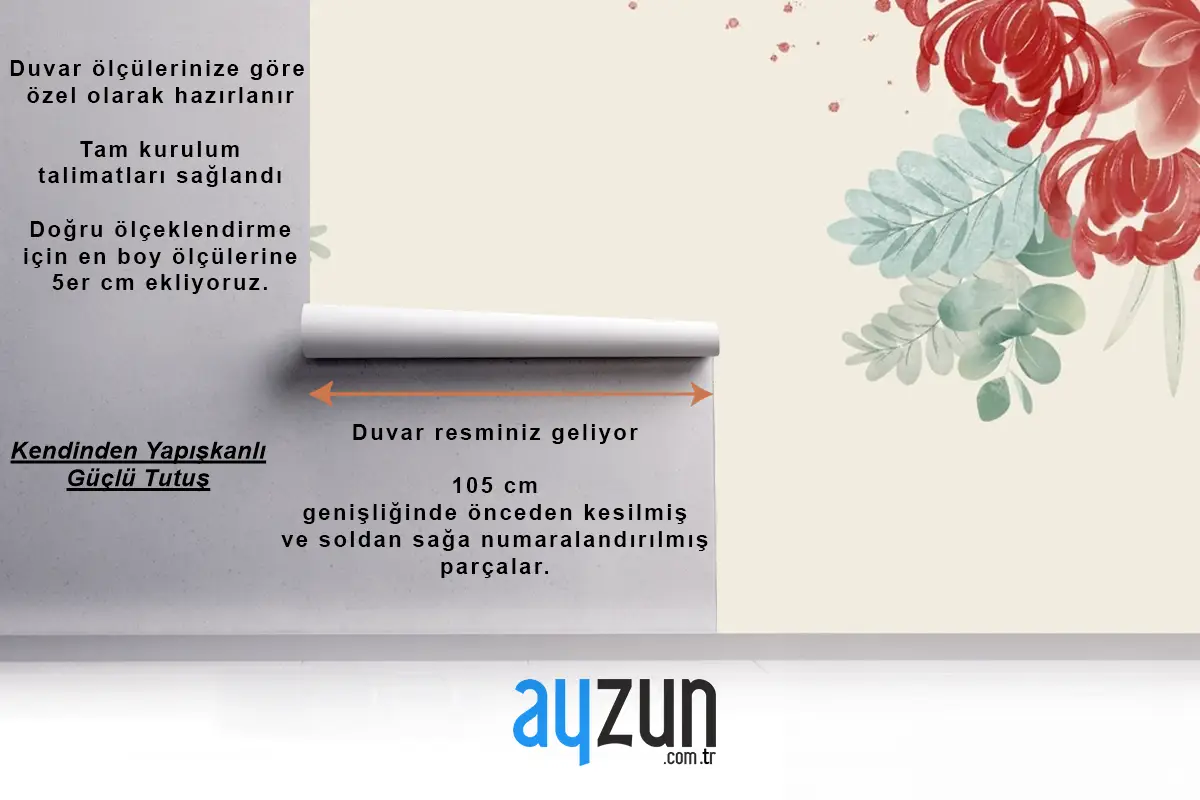 Suluboya Asya Çiçekleri Duvar Kağıdı