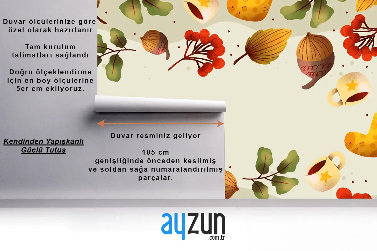 Suluboya Sonbahar Mutfak Duvar Kağıdı 