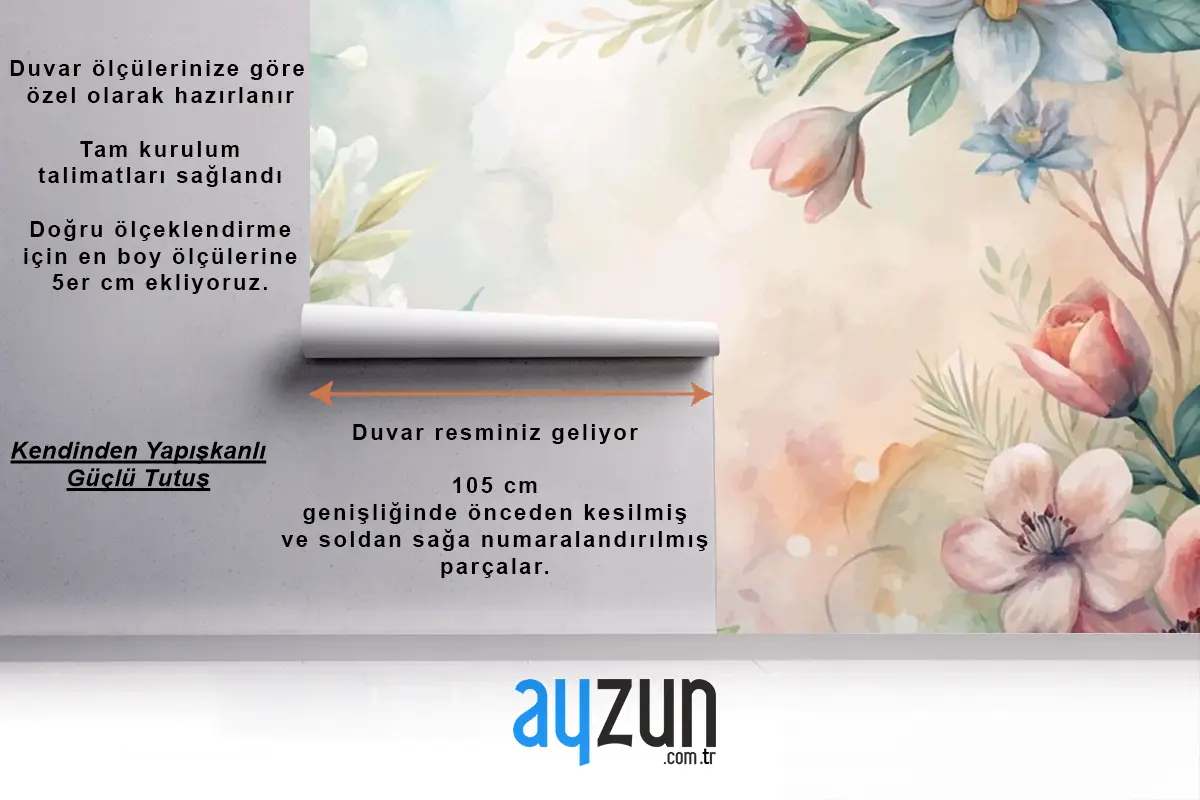 Yemyeşil Çiçek Ve Yaprakların Suluboya Arka Planı Duvar Kağıdı