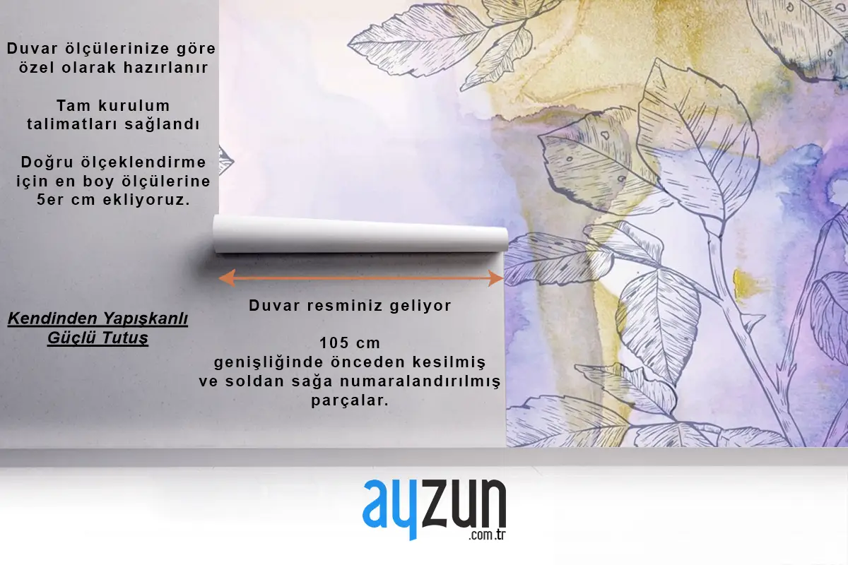 Elle Çizilmiş Öğelerle Suluboya Arka Plan Duvar Kağıdı
