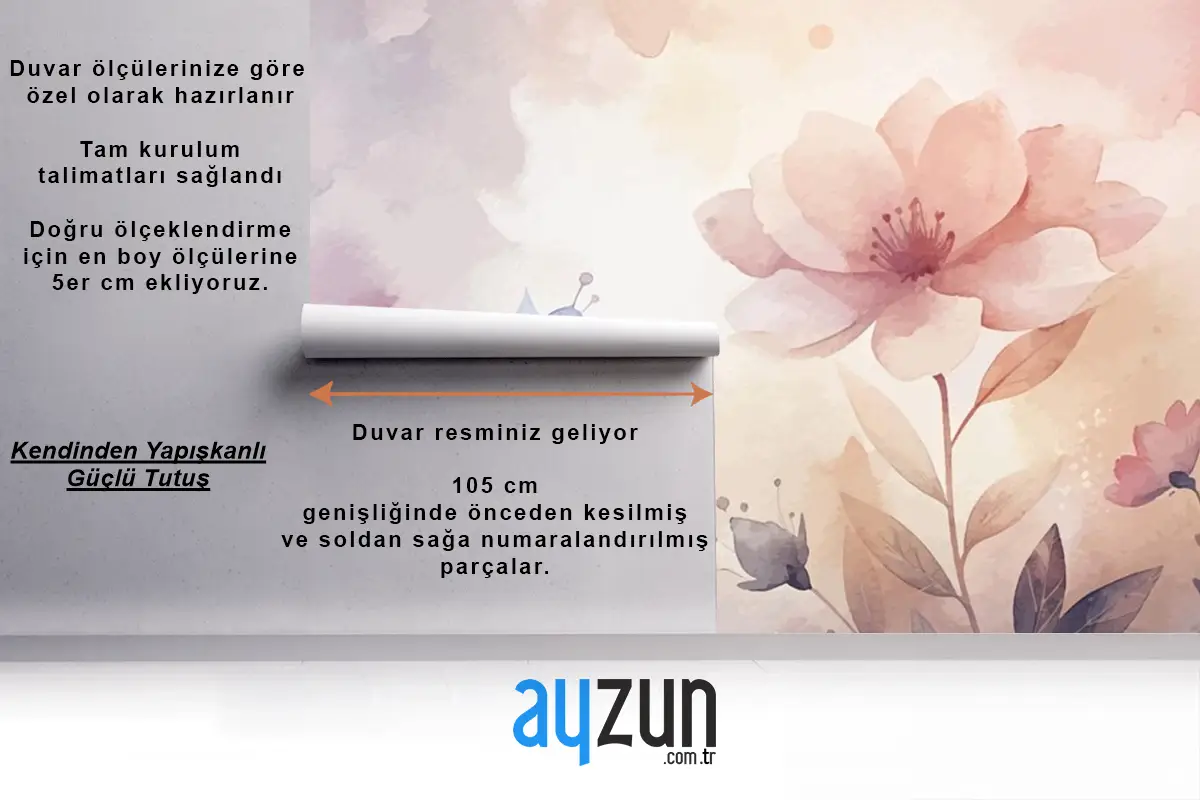 Minimalist Yumuşak Siluet Çiçekli Suluboya Arka Plan Duvar Kağıdı