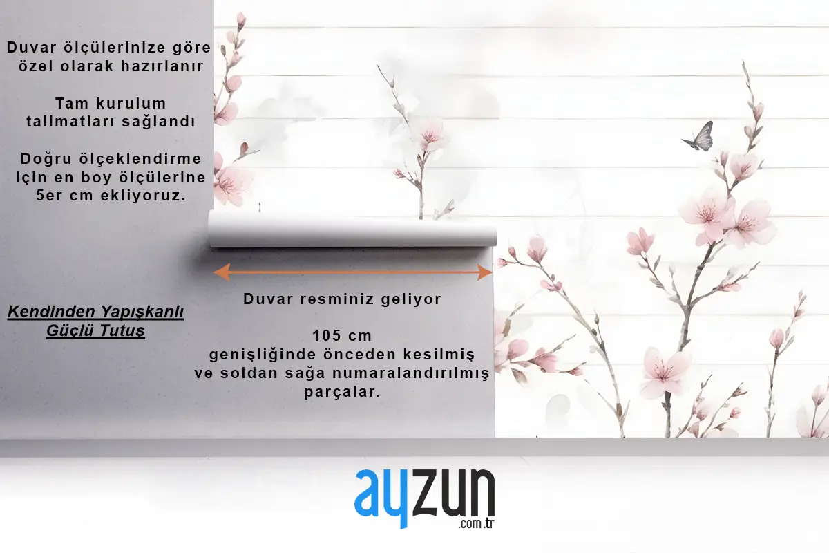 Suluboya Kiraz Çiçeği Duvar Kağıdı 