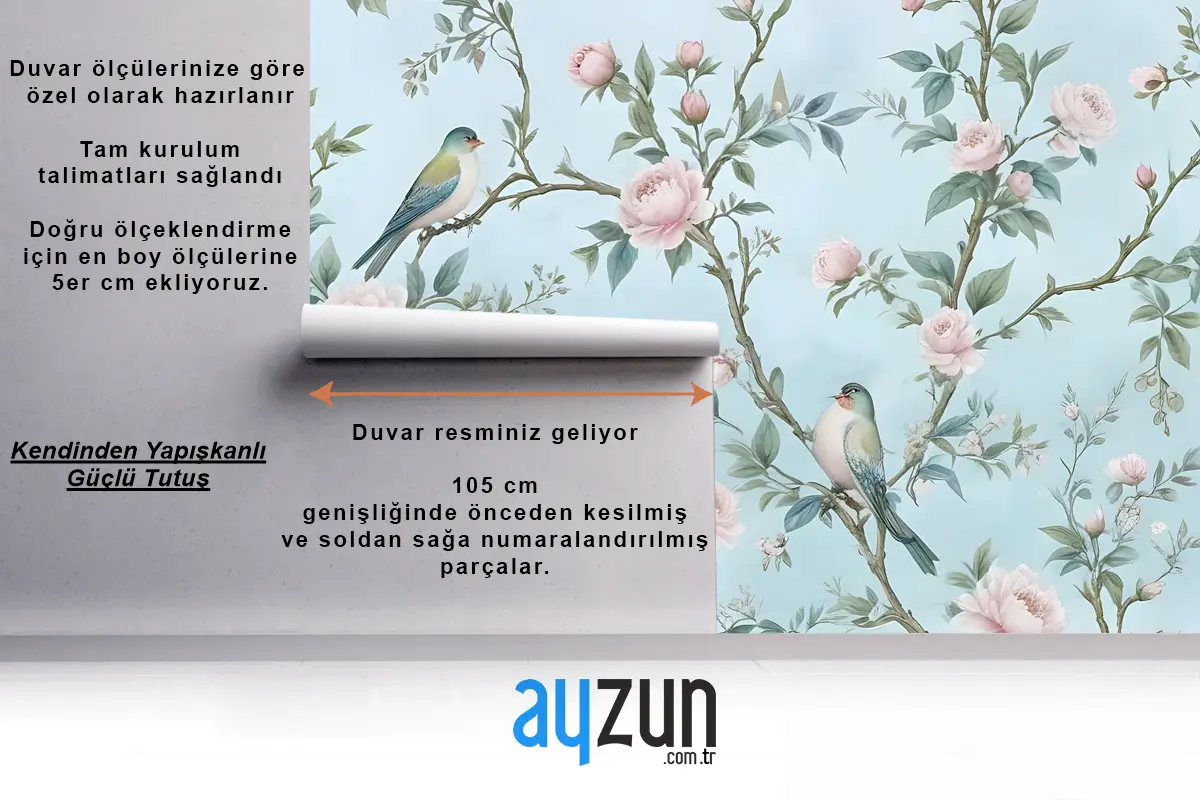 Suluboya Çin Sanatı Çiçek Şakayık Çiçeği Çocuk Odası Duvar Kağıdı