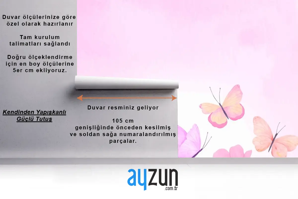 Suluboya Renkli Kelebek Arka Plan Çocuklar Çocuk Odası Duvar Kağıdı Duvar