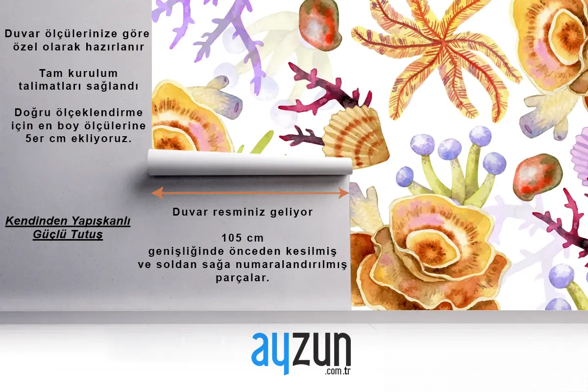 Suluboya Renkli Mercan Arka Plan Mutfak Duvar Kağıdı