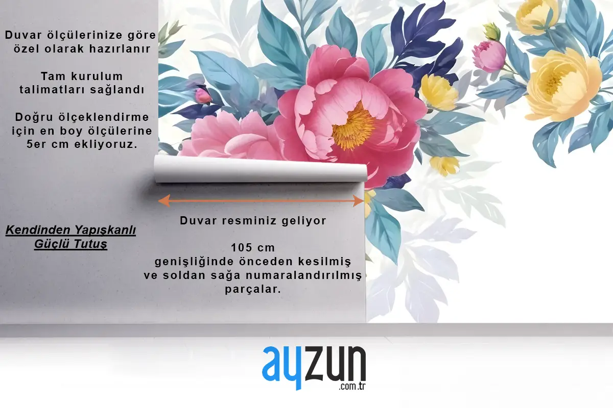 Suluboya Renkli Şakayık Çiçekleri Duvar Kağıdı 